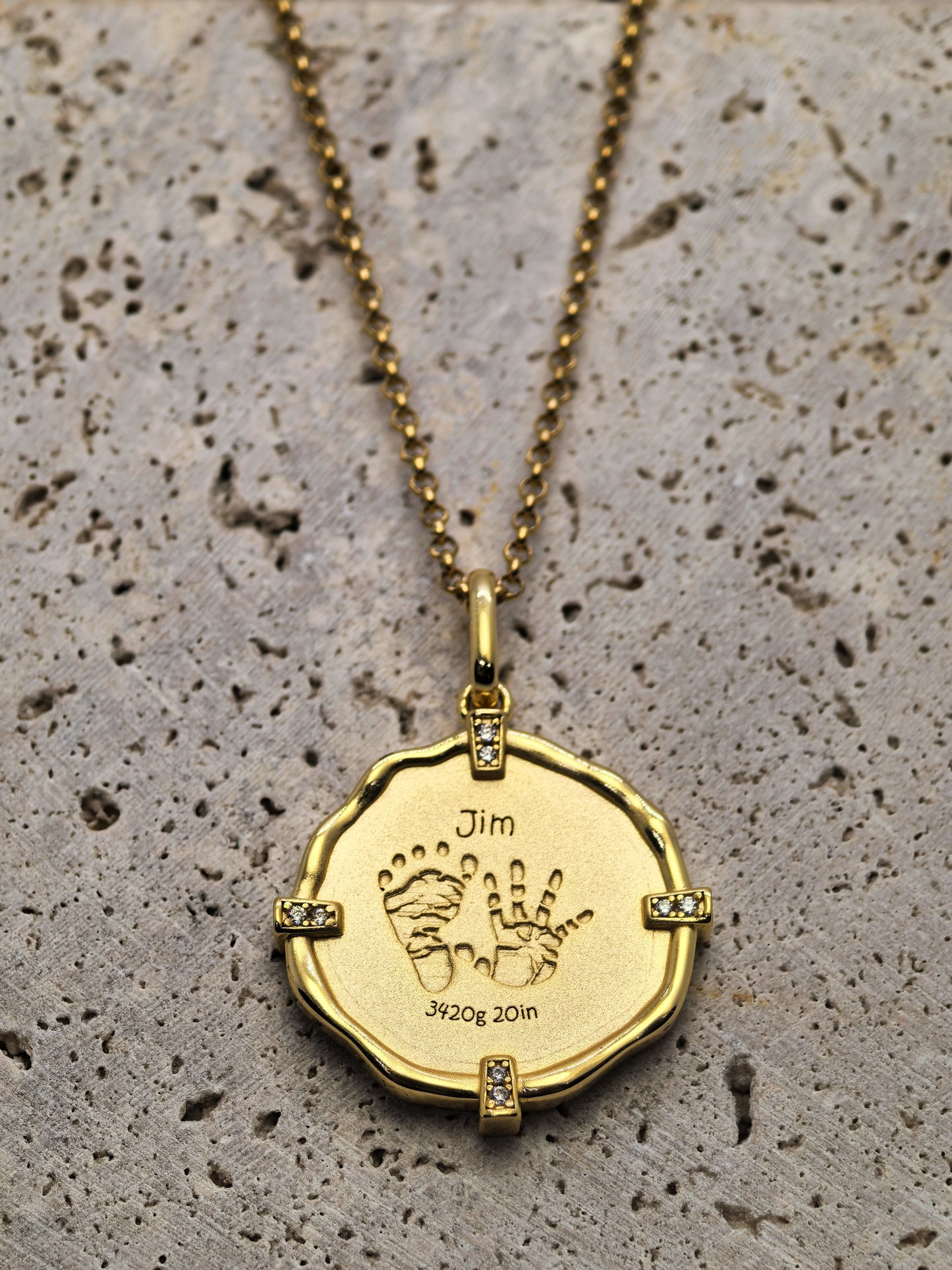 The Classic Birthtime Clock Necklace | Frosted Finish | Rolo Chain