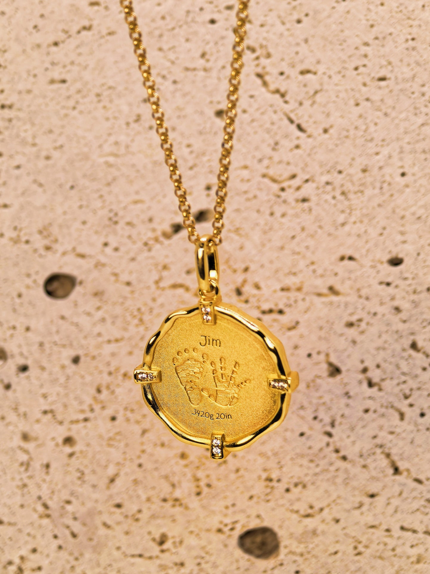The Classic Birthtime Clock Necklace | Frosted Finish | Rolo Chain