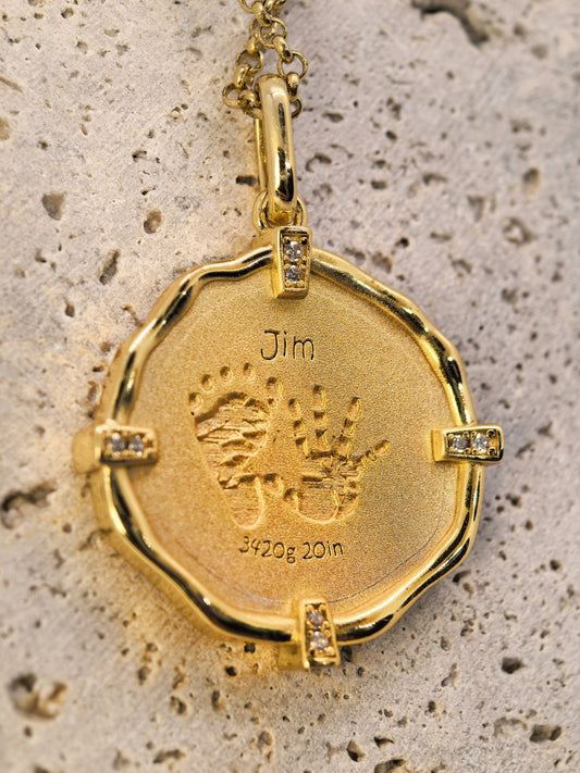 The Classic Birthtime Clock Necklace | Frosted Finish | Rolo Chain