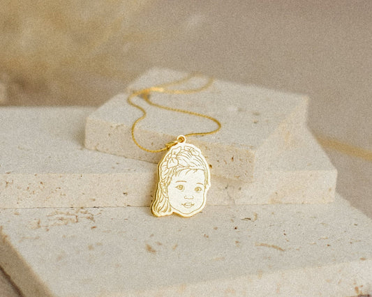 The Cherished Portrait Necklace | Rolo Chain
