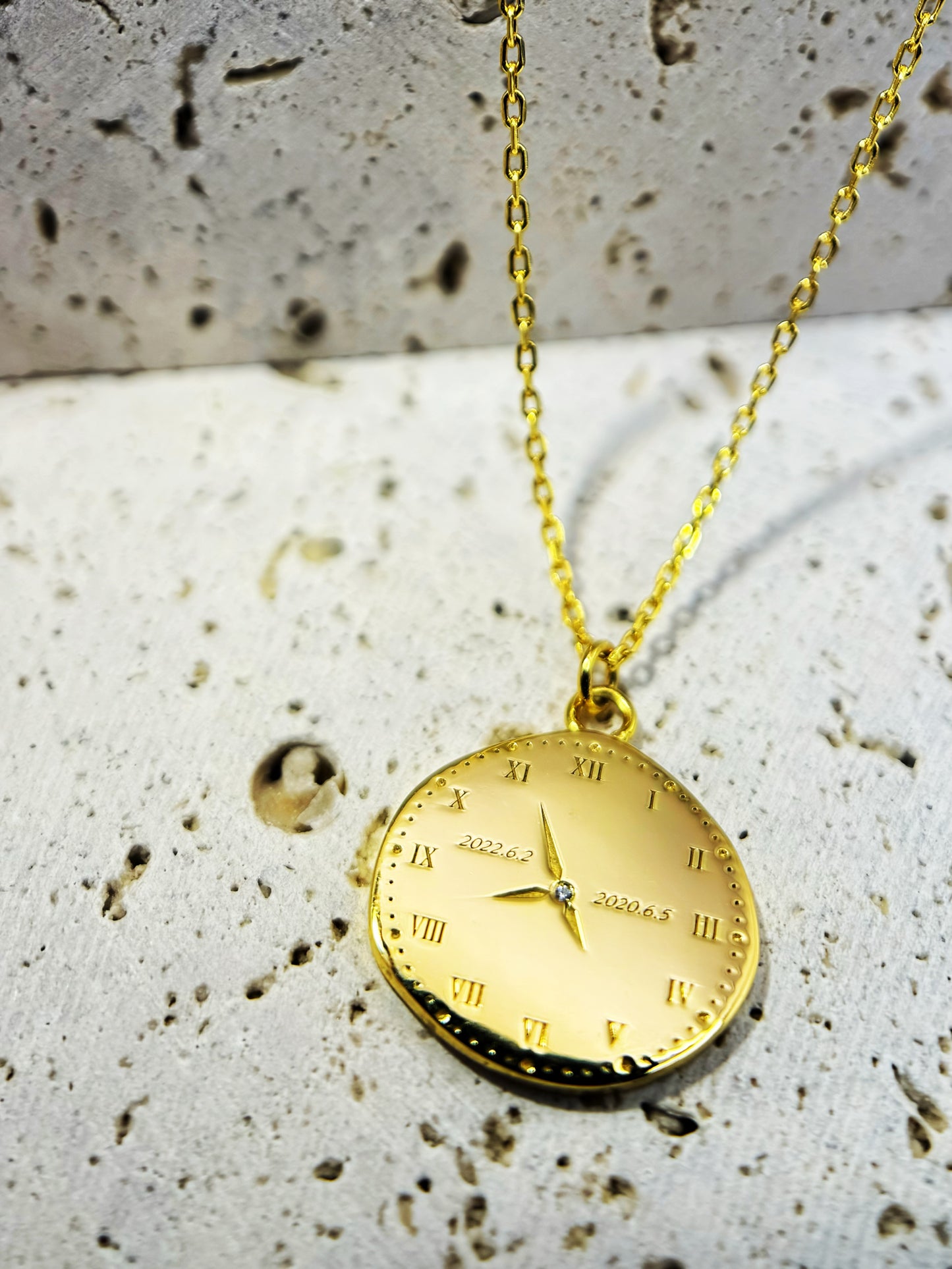 18K Gold Vermeil customize clock designed engraving with baby birth time and date